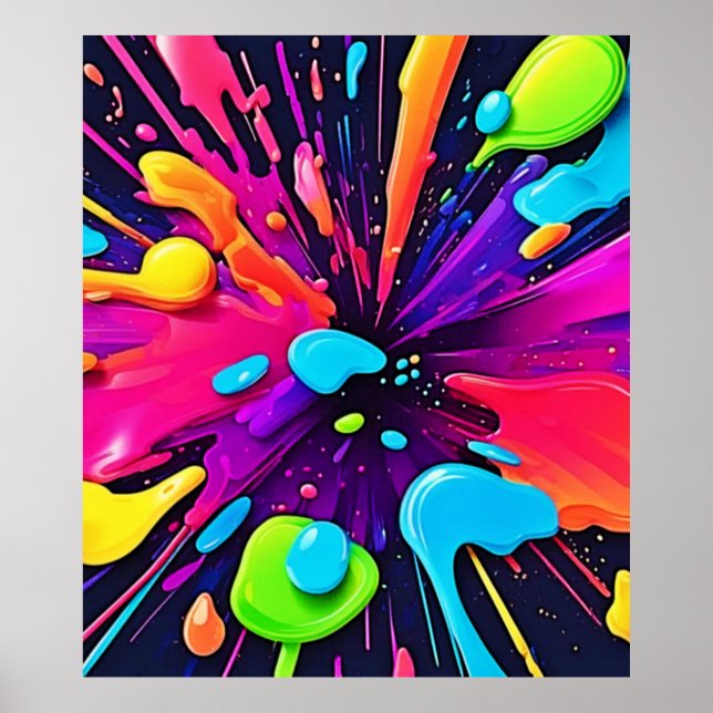 Neon Paint Burst Art Poster (Front)