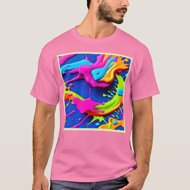 Neon Paint Drip Art T-Shirt (Front)