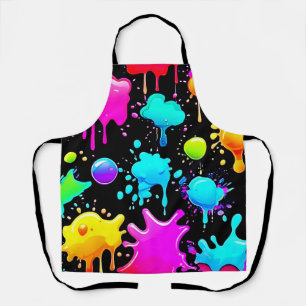 Neon Paint Drips Design Apron
