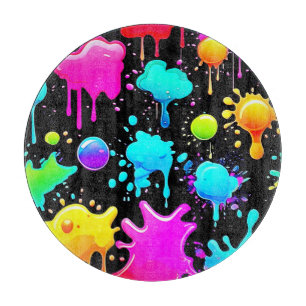 Neon Paint Drips Design Cutting Board