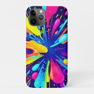 Neon Paint Explosion on Dark Canvas iPhone 11 Pro Case