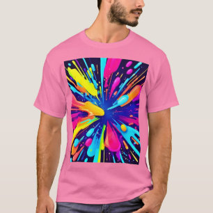 Neon Paint Explosion on Dark Canvas T-Shirt