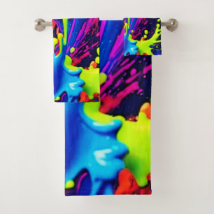 Neon Paint Fluid Explosion Bath Towel Set