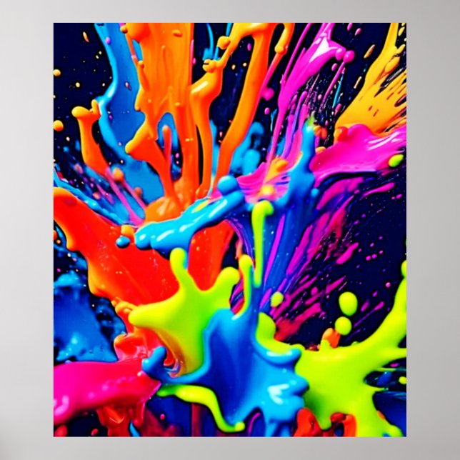 Neon Paint Fluid Explosion Poster (Front)
