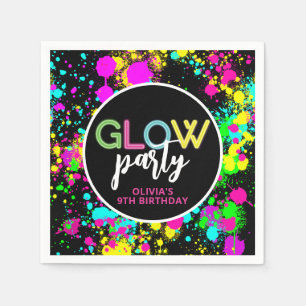 Neon paint glow birthday napkin