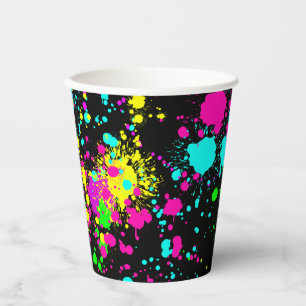 Neon paint glow birthday paper cups