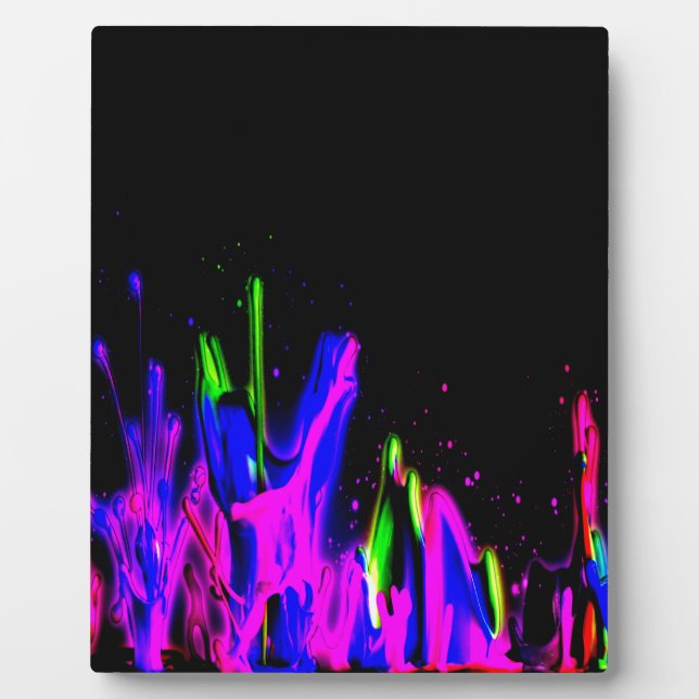 Neon Paint Splash Colorful.  PERSONALIZE IT Plaque (Front)