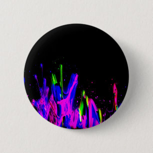 Neon Paint Splash Colourful.  PERSONALIZE IT 6 Cm Round Badge