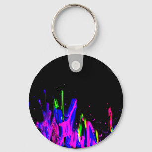 Neon Paint Splash Colourful. PERSONALIZE IT Key Ring