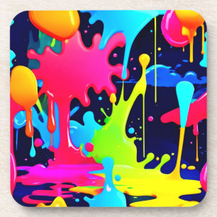 Neon Paint Splash Drip Chaos Coaster