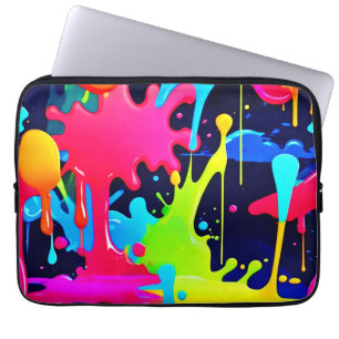 Neon Paint Splash Drip Chaos Laptop Sleeve