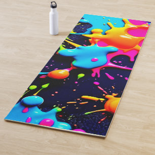 Neon Paint Splatter Abstract Art Yoga Mat