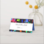 Neon Paint Splatter, Bat Mitzvah Star of David Place Card<br><div class="desc">Cool neon paint splatter place card with bright colours of green,  purple,  red,  blue,  orange,  yellow. Blue Star of David on front side.</div>
