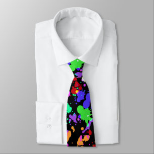 Neon Paint Splatter Black Tie