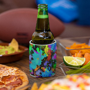 Neon Paint Splatter Bottle Cooler