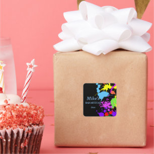 Neon Paint Splatter Colourful Square Sticker