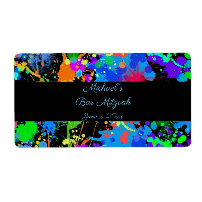Neon Paint Splatter, Custom Water Labels (Front)