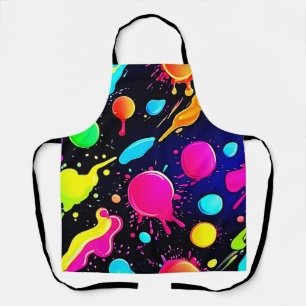 Neon Paint Splatter Design Apron