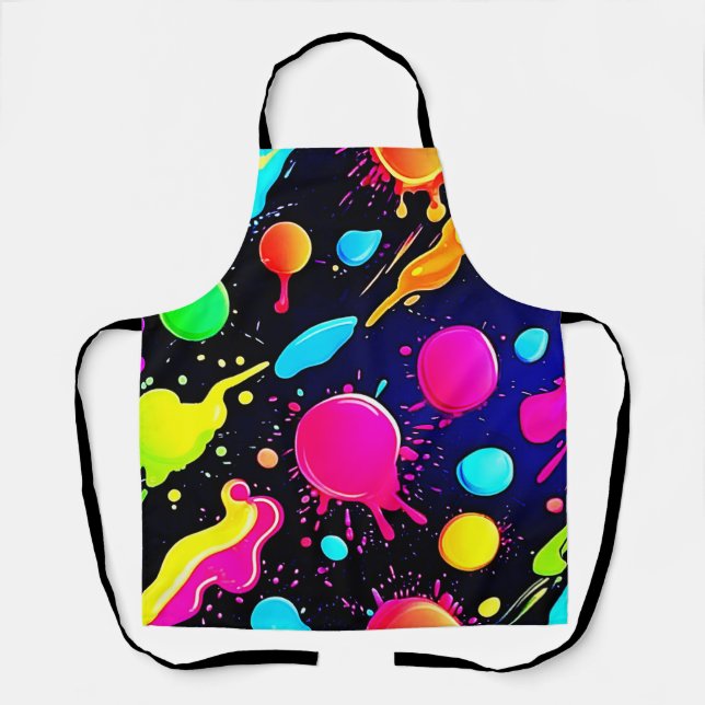 Neon Paint Splatter Design Apron (Front)