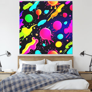 Neon Paint Splatter Design Canvas Print