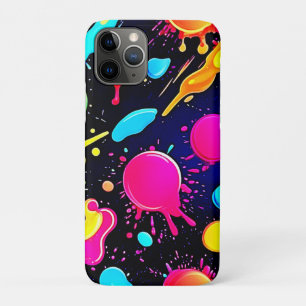 Neon Paint Splatter Design iPhone 11 Pro Case