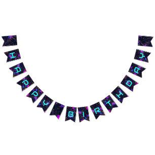 Neon Paint Splatter Happy Birthday Bunting