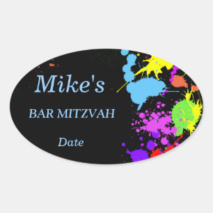 Neon Paint Splatter Sticker/Labels Oval Sticker