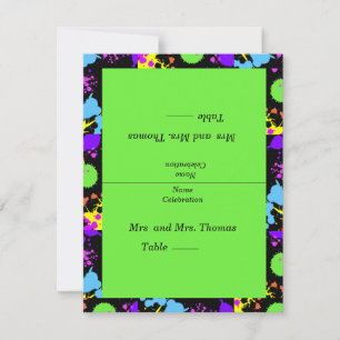 Neon Paint Splatter Table, Escort Cards