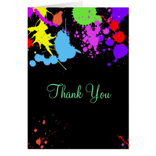 Neon Paint Splatter, Thank You, Custom Card