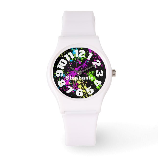 Neon Paint Splatter Watch (Front)