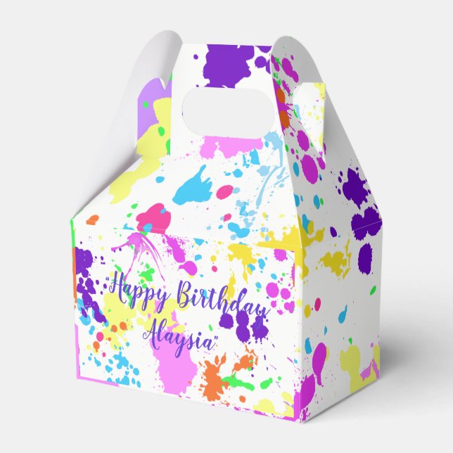 Neon Paint, Sweet Sixteen, Bat Mitzvah, Thank You, Favour Box (Front Side)