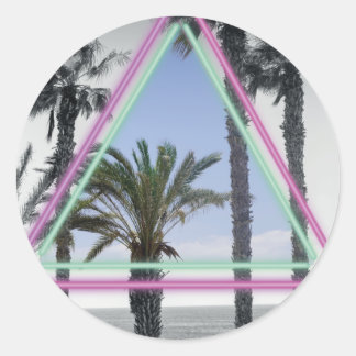 Neon palm magnet classic round sticker