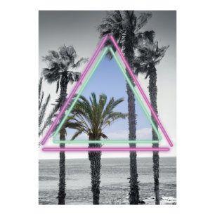 Neon palm photo print