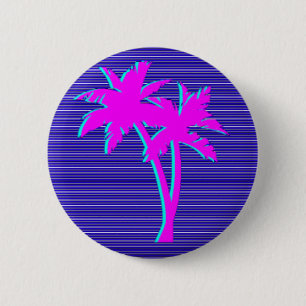 Neon Palm Tree 6 Cm Round Badge