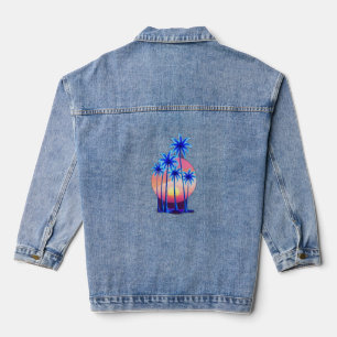 Neon palm trees denim jacket