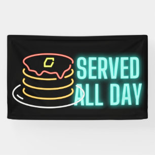 Neon Pancakes Served All Day Outdoor Banner