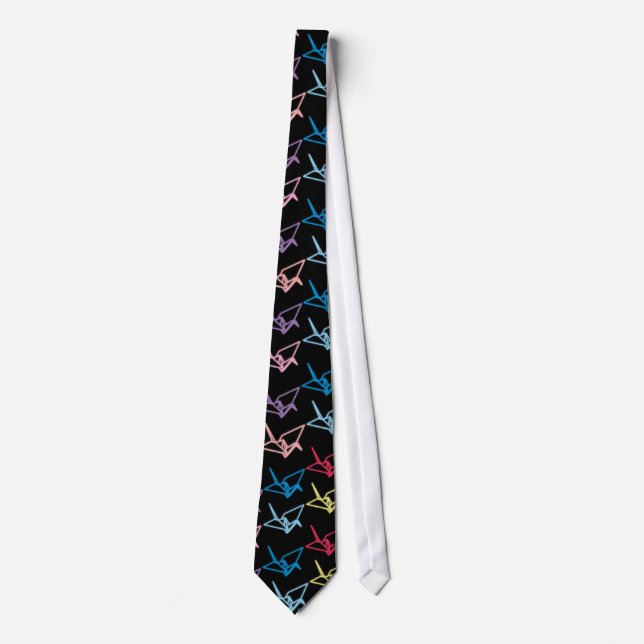 Neon Paper Cranes Tie (Front)