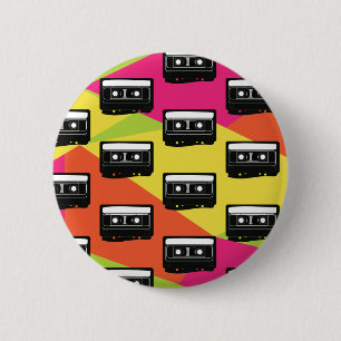 Neon Party Cassette Button Pins