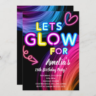 Neon Party Glow Birthday Invitation