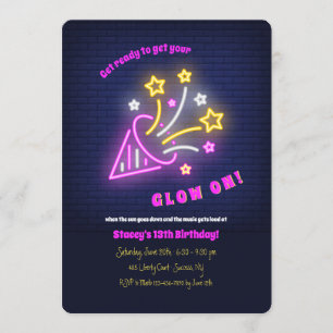 Neon Party Time Invitation