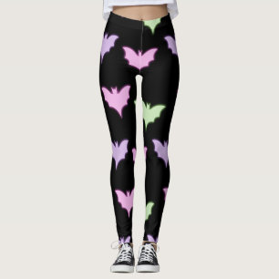 Neon Pastel Bat Seamless Pattern - Gothic Leggings
