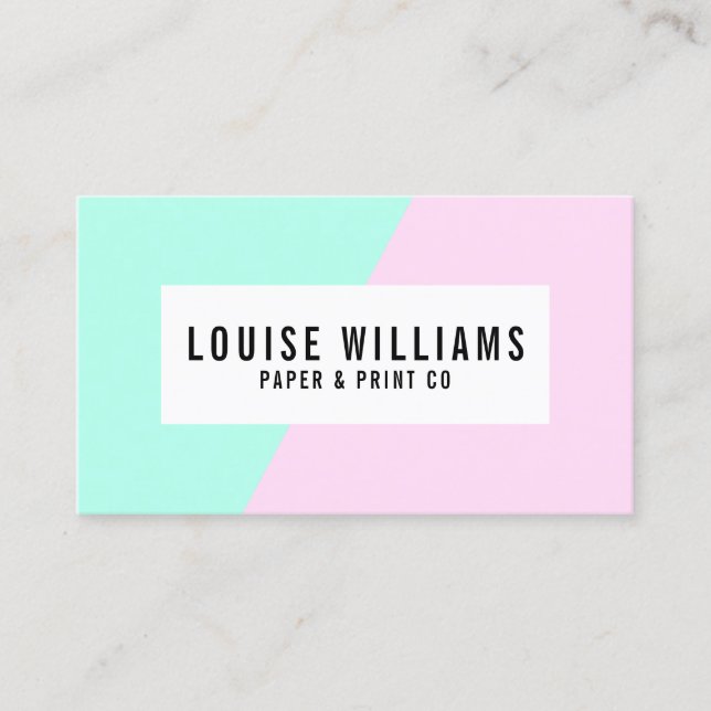 Neon pastel lilac and mint business card (Front)