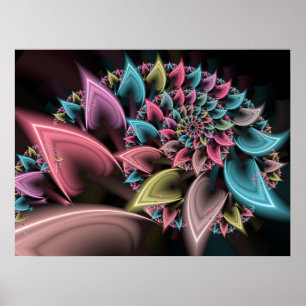 Neon Pastel Petals Poster