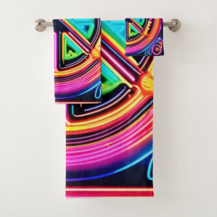 Neon Peace Mandala Bath Towel Set