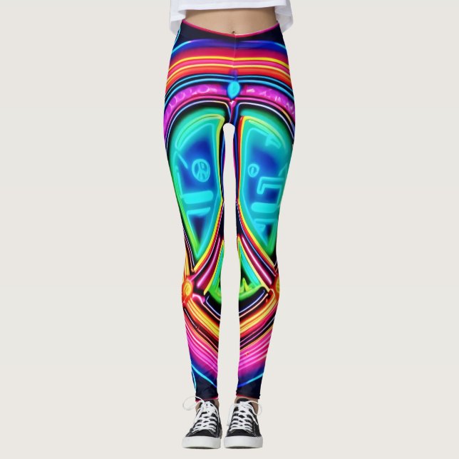 Neon Peace Mandala Leggings (Front)