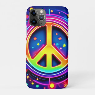 Neon Peace Symbol Art iPhone 11 Pro Case