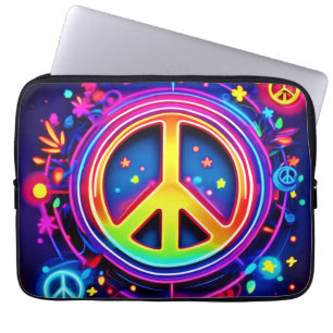 Neon Peace Symbol Art Laptop Sleeve
