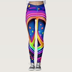 Neon Peace Symbol Art Leggings