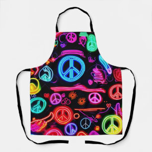 Neon Peace Symbol Patterns Apron