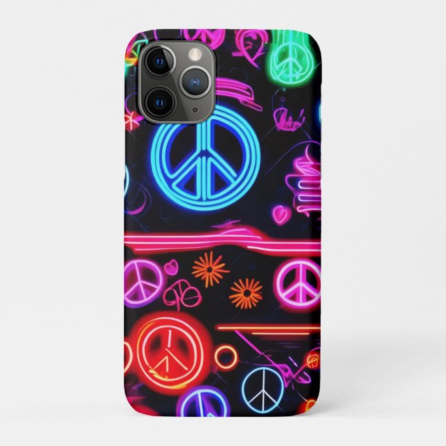 Neon Peace Symbol Patterns Case-Mate iPhone Case (Back)